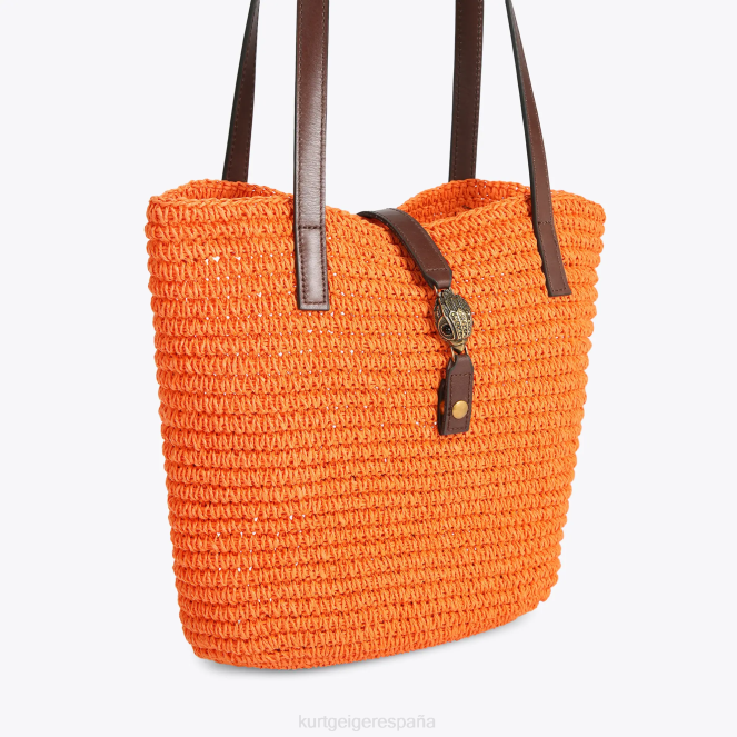 Kurt Geiger mujer bolso tote london hampton de rafia 2LPR458 | bolsas naranja